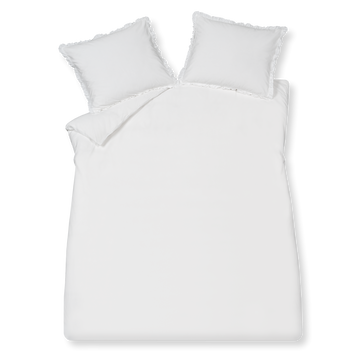 PURE 83 percale ruffle dekbedovertrekset | white Pure 83 linen dekbedovertrek is aan beide kanten effen beige. De kussens zijn ook beige met ruches langs de zijkanten. Pure 83 linen dekbedovertrek van Vandyck is een perfecte basic in je slaapkamer. Dit dekbedovertrek is ook beschikbaar in de kleur wit en blush roze. Dit 100% percale katoen dekbedovertrek biedt een comfortabele slaapervaring dankzij de fijne textuur en koele eigenschap.