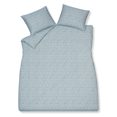 PURE 93 dekbedovertrekset | powder blue Pure 93 powder blue dekbedovertrek heeft een patroon met cirkels die uit partjes bestaan en gevormd worden door kleine witte stipjes op een lichtblauwe achtergrond. De achterkant van het dekbedovertrek heeft hetzelfde patroon. De kussens hebben ook aan allebei de kanten hetzelfde patroon.