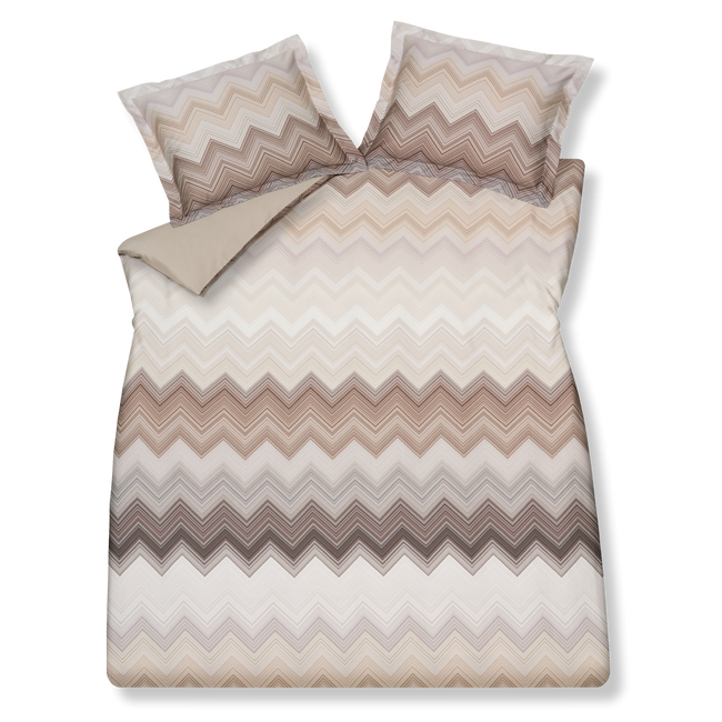 DYNAMIZE dekbedovertrekset | taupe Dynamize taupe dekbedovertrek heeft zigzaglijnen die met de hand getrokken lijken te zijn in verschillende tinten bruin, beige en offwhite