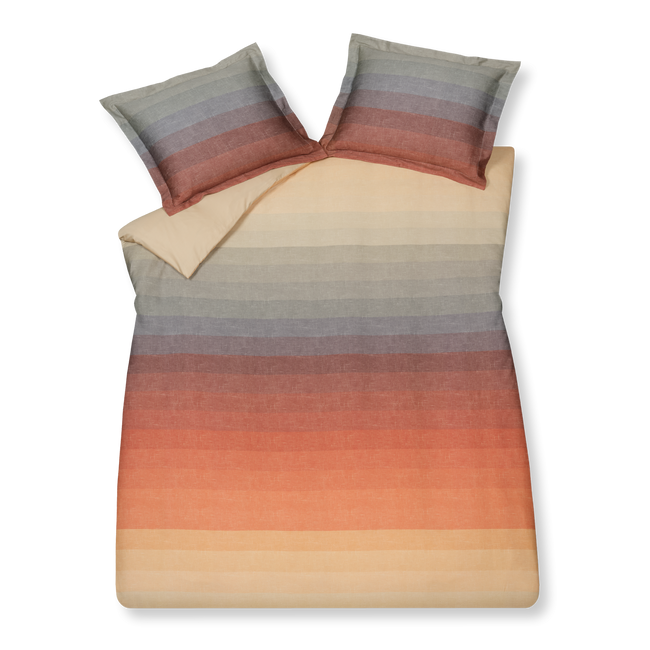 SEASIDE dekbedovertrekset | multi Seaside multi dekbedovertrek heeft horizontale strepen die in verschillende tinten vervagen van geel naar oranje/rood, paars,blauw naar geel