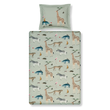 WILD ANIMALS dekbedovertrek | smoke green WILD ANIMALS dekbedovertrek | smoke green