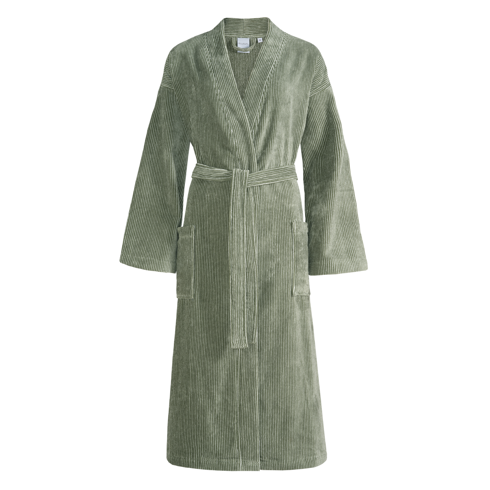 Strepen zijn dé trend van het jaar, badjas Antonio heeft een prachtig fijne streep in de badjas in groen en wit
