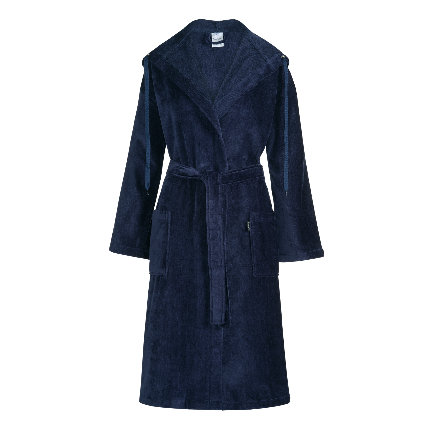 Rio badjas dark navy is een lange badjas geschikt voor zowel heren als dames. De badjas heeft een capuchon met touwtjes eraan. De Rio badjas heeft aan beide zijden grote insteek zakken.
