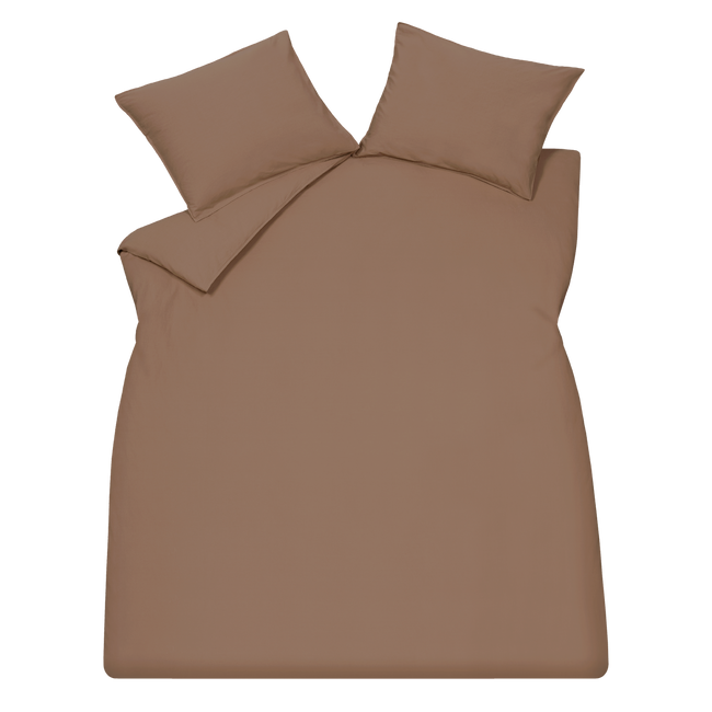 WASHED COTTON dekbedovertrek | brownie
