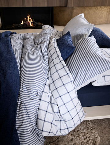 Flanel Glasgow dekbedovertrekset | blue ink