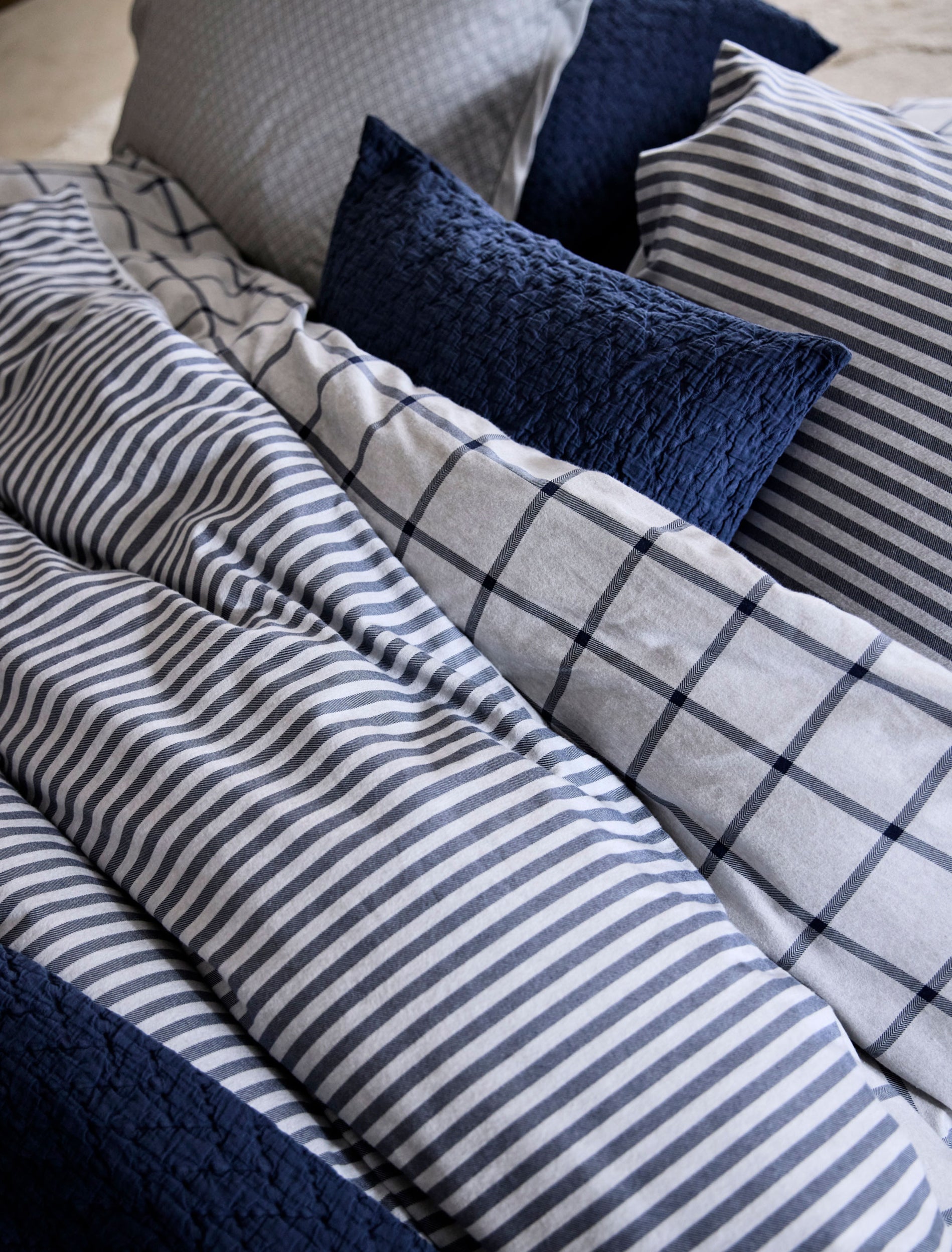 Flanel Glasgow dekbedovertrekset | blue ink