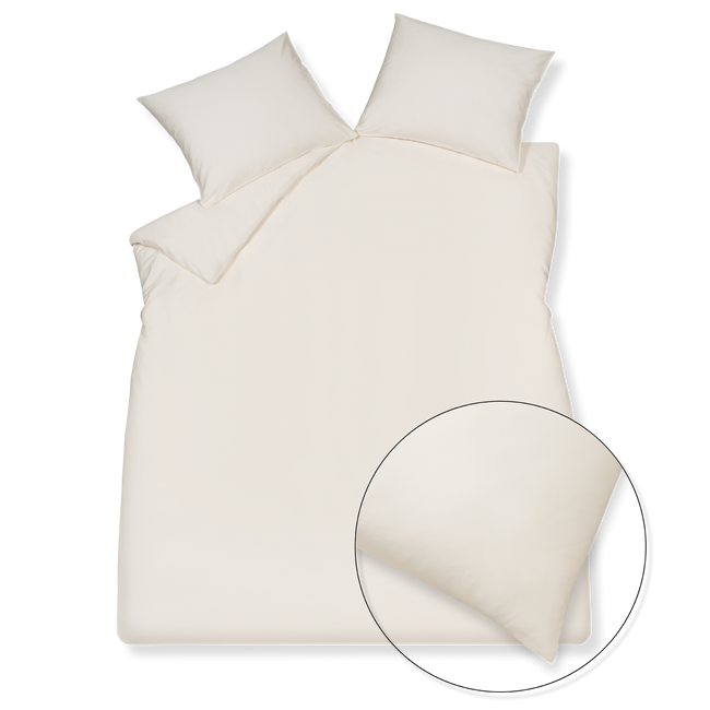 Home Venice dekbedovertrek heeft een off white uni kleur. De achterkant van het dekbedovertrek heeft dezelfde kleur als de voorkant van het dekbedovertrek. De kussens hebben ook dezelfde off white uni kleur.