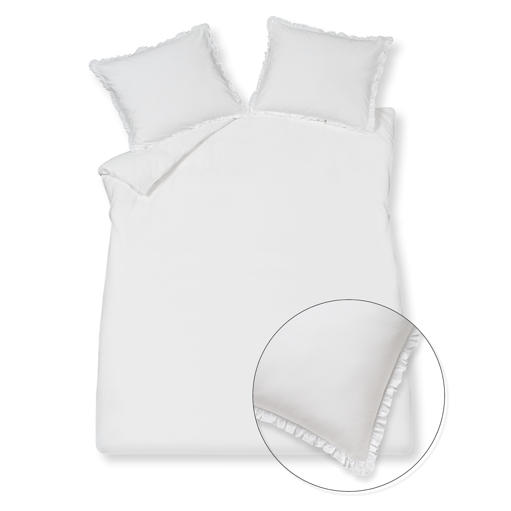 PURE 83 percale ruffle dekbedovertrekset | white
