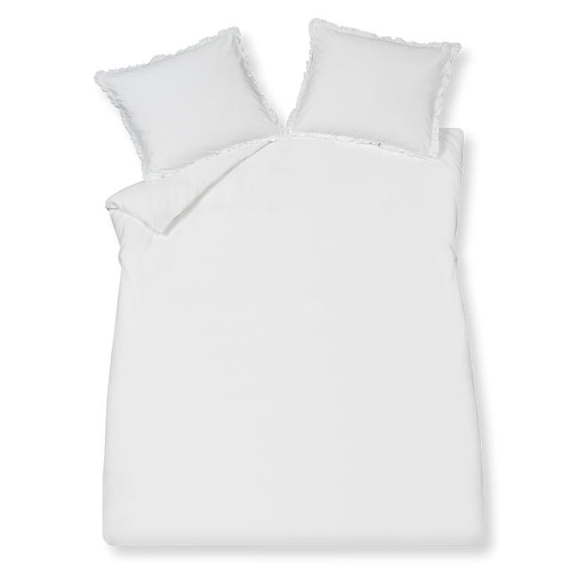 Pure 83 linen dekbedovertrek is aan beide kanten effen beige. De kussens zijn ook beige met ruches langs de zijkanten. Pure 83 linen dekbedovertrek van Vandyck is een perfecte basic in je slaapkamer. Dit dekbedovertrek is ook beschikbaar in de kleur wit en blush roze. Dit 100% percale katoen dekbedovertrek biedt een comfortabele slaapervaring dankzij de fijne textuur en koele eigenschap.