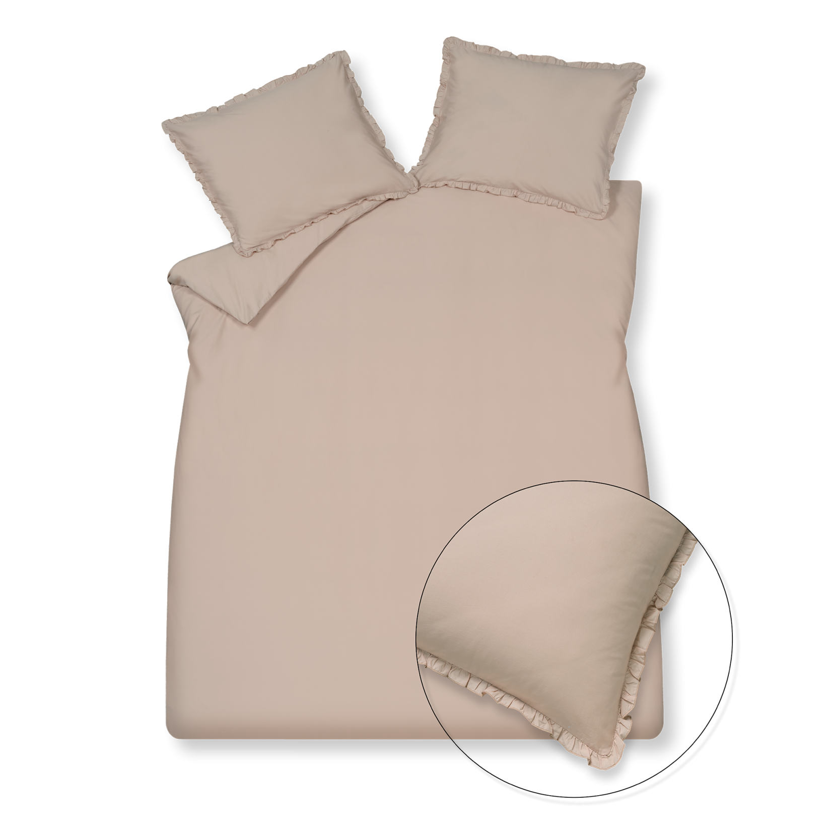 PURE 83 percale ruffle dekbedovertrekset | blush