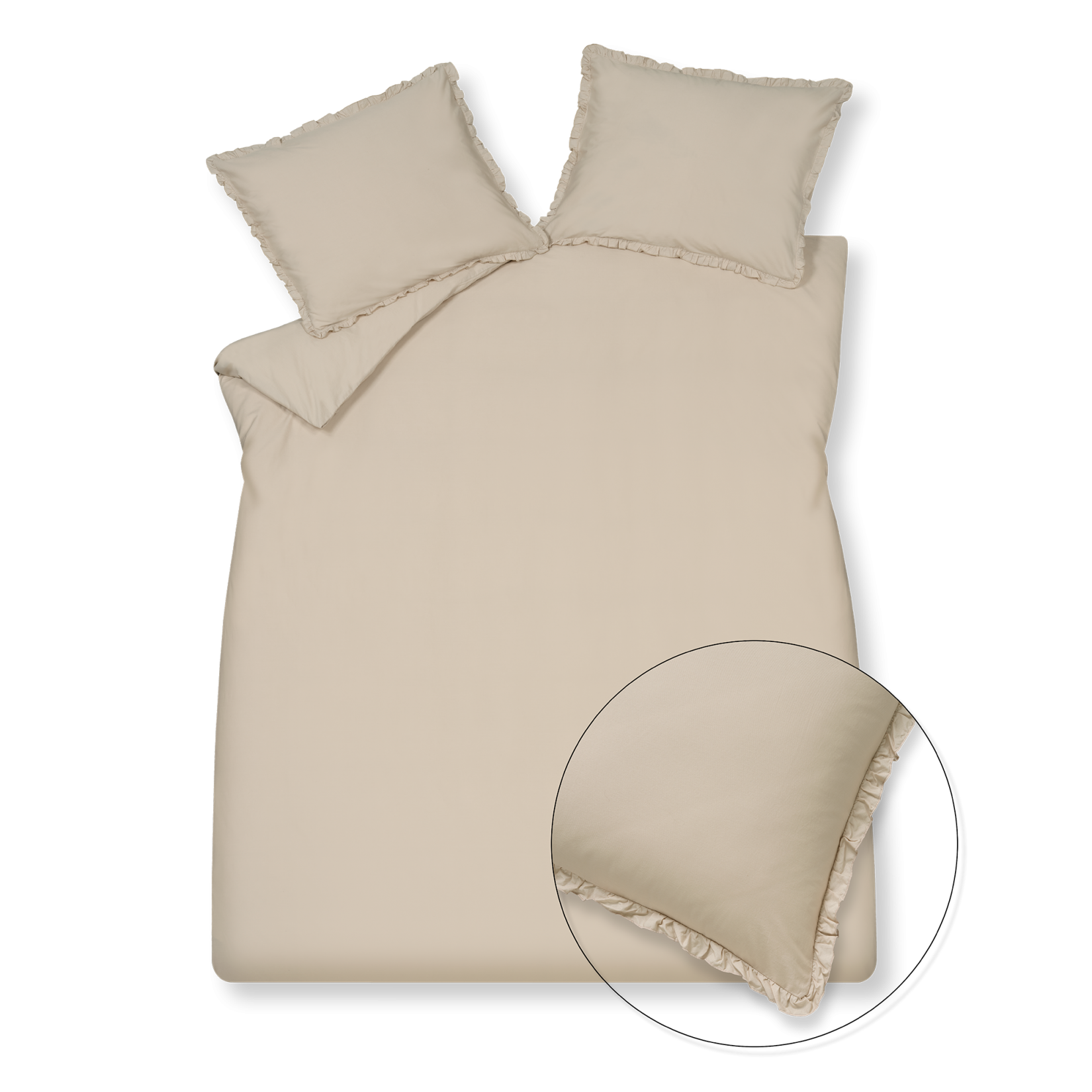 PURE 83 percale ruffle dekbedovertrekset | linen