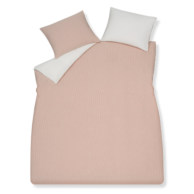Pure 89 sepia pink dekbedovertrek heeft hele fijne roze met witte strepen. De achterkant van het dekbedovertrek is effen wit. De kussens hebben ook aan de ene kant strepen en aan de andere kant zijn ze effen wit.