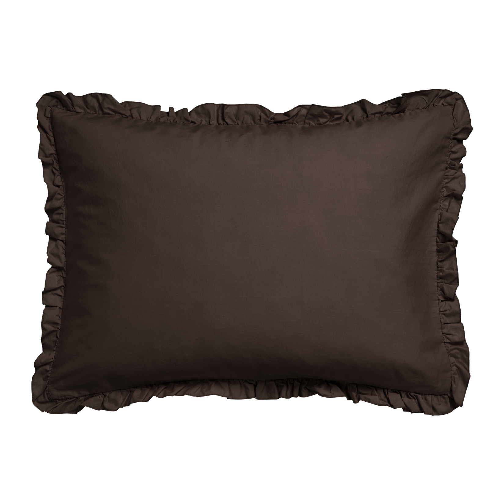 PURE 83 percale ruffle 40x55 sierkussensloop | dark truffle