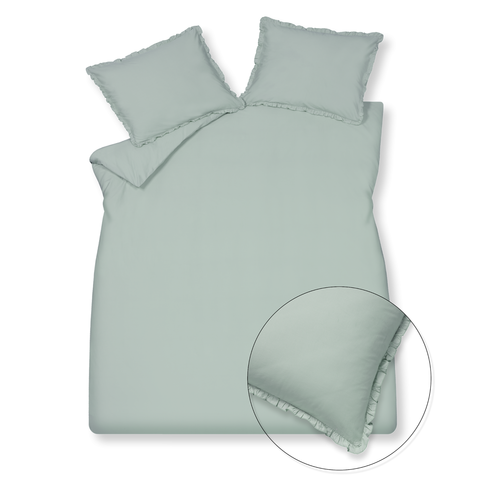 PURE 83 percale ruffle dekbedovertrekset | pearl blue