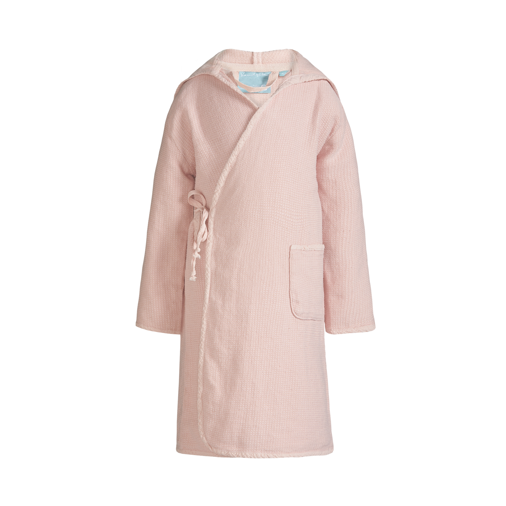 Girls badjas in de kleur light pink is een prachtige lange badjas geschikt voor meisjes. De badjas is gemaakt van een stevig geweven katoen/bamboe mix met een wafelstructuur. 