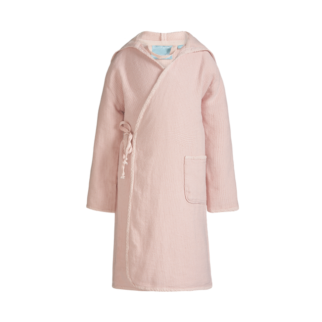 Girls badjas in de kleur light pink is een prachtige lange badjas geschikt voor meisjes. De badjas is gemaakt van een stevig geweven katoen/bamboe mix met een wafelstructuur. 
