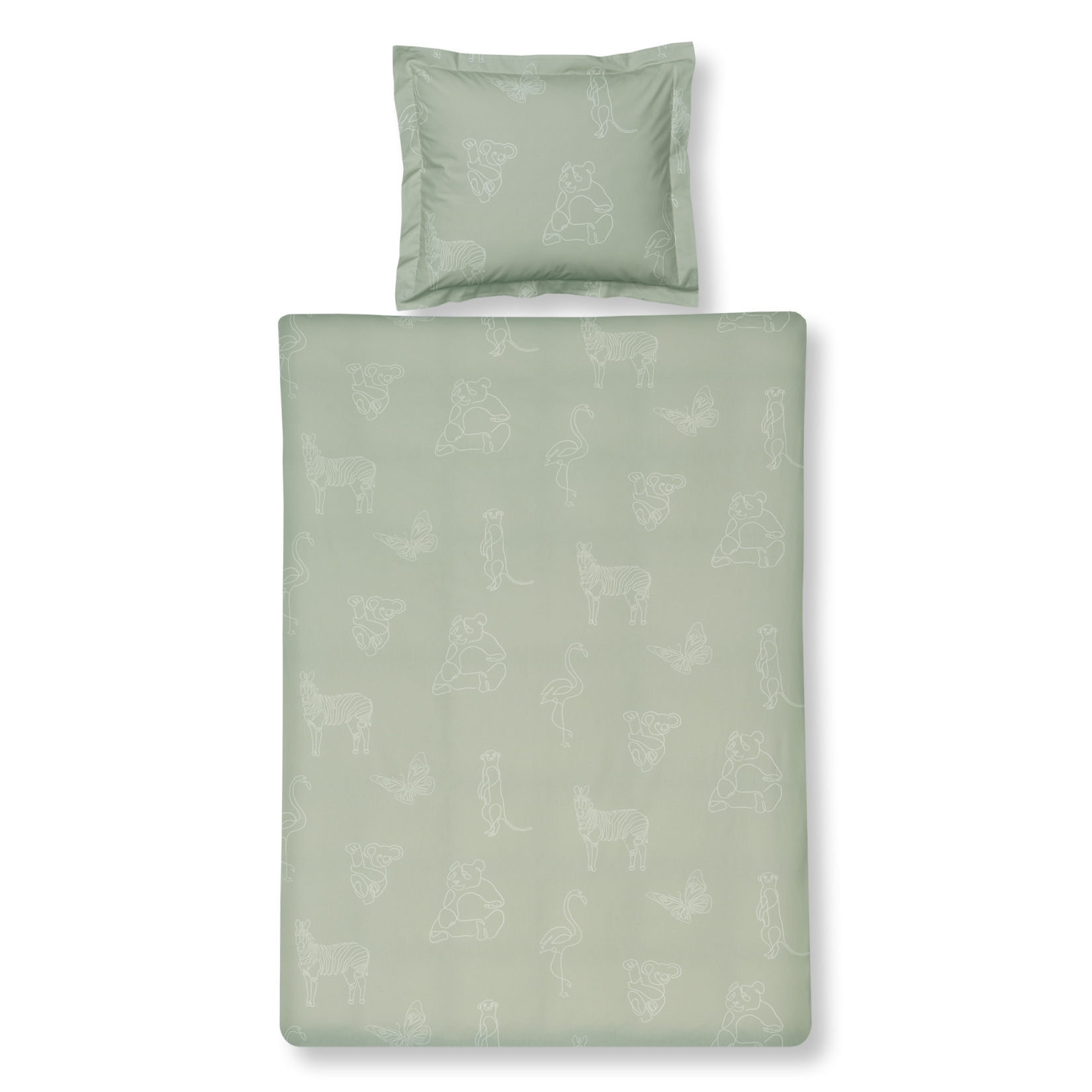 ANIMAL KIDS dekbedovertrek | pale olive