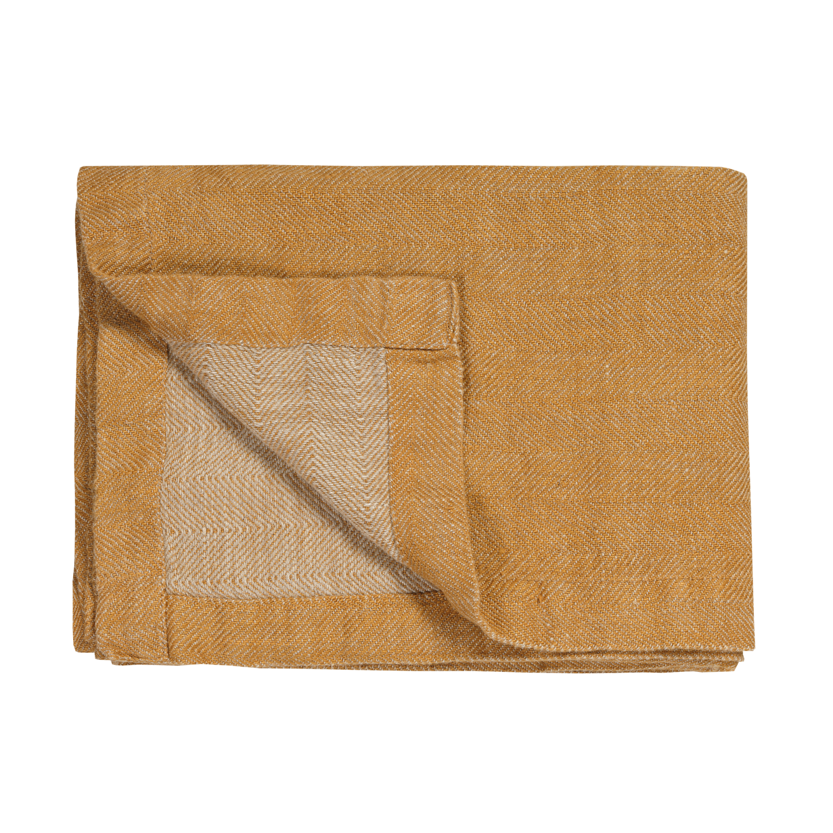 Pure 52 plaid in de kleur sandy gold is gemêleerd en heeft een ingeweven visgraatpatroon. Pure 52 plaid van Vandyck heeft een stoere look en kan gebuikt worden als finishing touch in je slaapkamer.