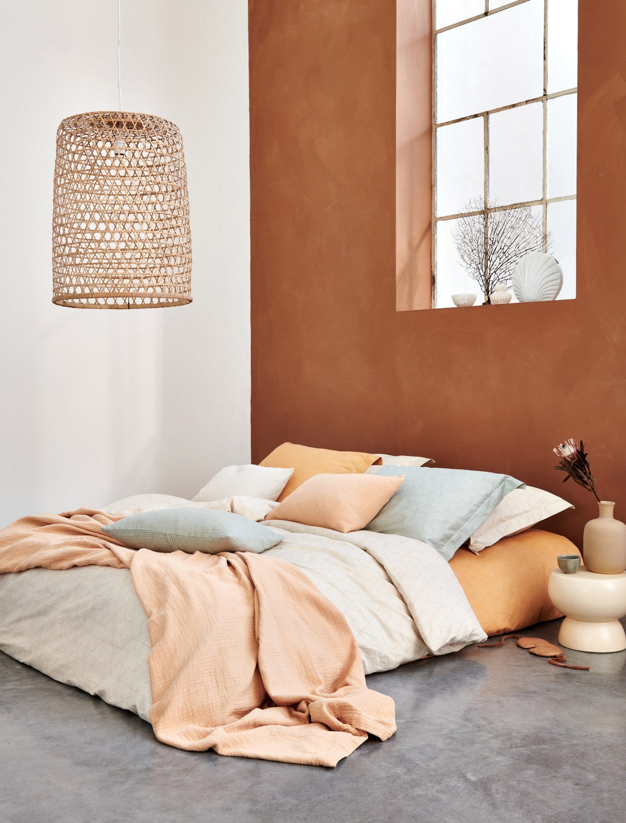 GEOMETRICAL dekbedovertrek | apricot blush