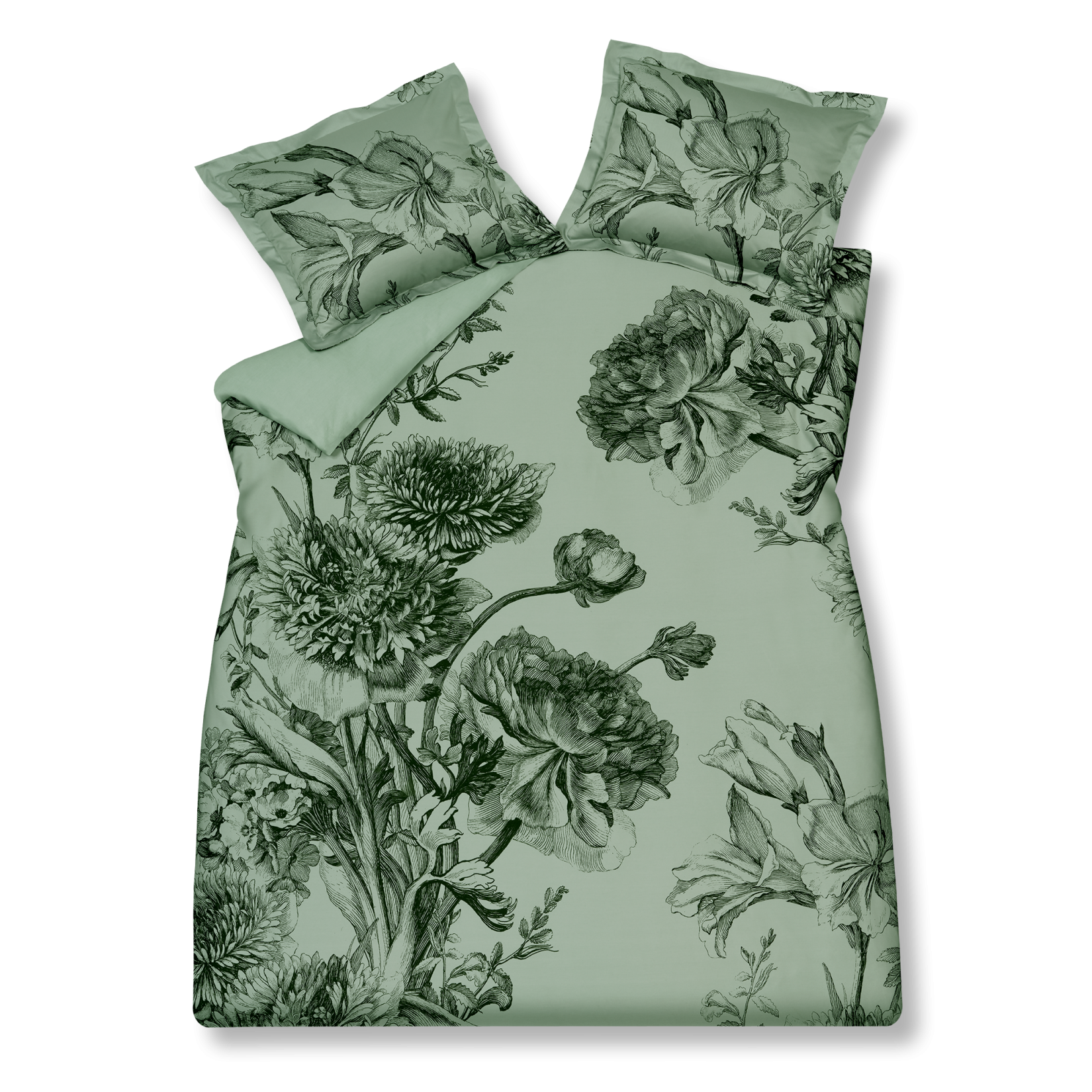 NIGHT BLOOM dekbedovertrek | smoke green