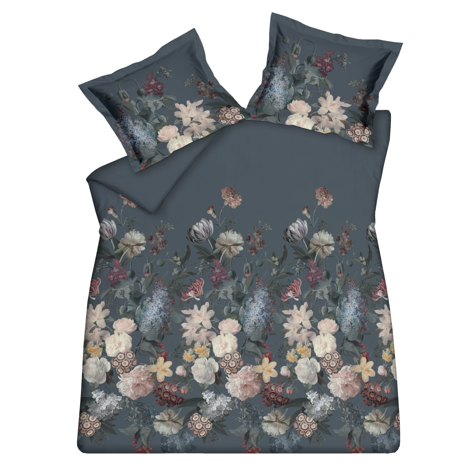 Zoals de naam al doet vermoeden is dekbedovertrek set Flowerbomb bezaaid met bloemen in eindeloos veel verschillende kleuren. Het kleurrijke geheel is gedrukt op een oceanview of cream tan achtergrond. De achterzijde van de overtrek set is effen.